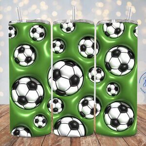 3D Inflated Soccer Ball 20-oz Tumbler, Green Soccer Skinny Tumbler.
